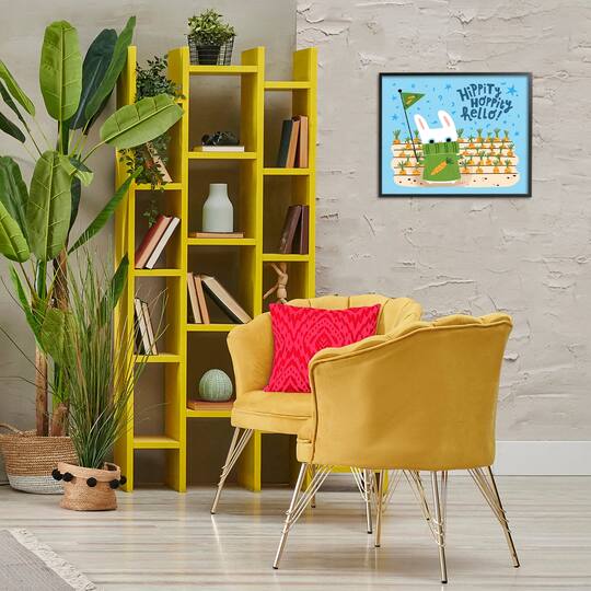 Stupell Industries Hippity Hoppity Hello Bunny Framed Giclee Art